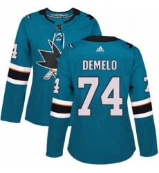 Womens Adidas San Jose Sharks 74 Dylan DeMelo Premier Teal Green Home NHL Jersey Womens Adidas San Jose Sharks 74 Dylan DeMelo Premier Teal Green Home NHL Jersey