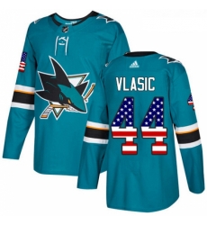 Youth Adidas San Jose Sharks 44 Marc Edouard Vlasic Authentic Teal Green USA Flag Fashion NHL Jersey Youth Adidas San Jose Sharks 44 Marc Edouard Vlasic Authentic Teal Green USA Flag Fashion NHL Jersey