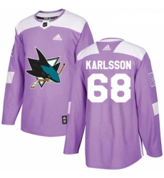 Youth Adidas San Jose Sharks 68 Melker Karlsson Authentic Purple Fights Cancer Practice NHL Jersey Youth Adidas San Jose Sharks 68 Melker Karlsson Authentic Purple Fights Cancer Practice NHL Jersey