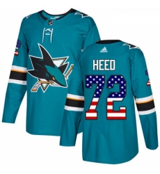 Youth Adidas San Jose Sharks 72 Tim Heed Authentic Teal Green USA Flag Fashion NHL Jersey Youth Adidas San Jose Sharks 72 Tim Heed Authentic Teal Green USA Flag Fashion NHL Jersey