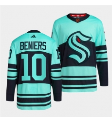 Men Seattle Kraken 10 Matty Beniers Ice Blue 2022 23 Reverse Retro Stitched Jersey Men Seattle Kraken 10 Matty Beniers Ice Blue 2022 23 Reverse Retro Stitched Jersey