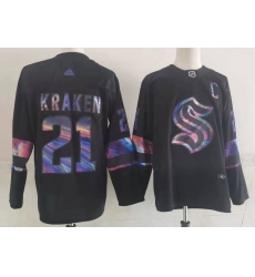 Men Seattle Kraken 21 Kraken Black Iridescent Holographic Authentic Jersey Men Seattle Kraken 21 Kraken Black Iridescent Holographic Authentic Jersey