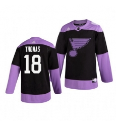 Blues 18 Robert Thomas Black Purple Hockey Fights Cancer Adidas Jersey Blues 18 Robert Thomas Black Purple Hockey Fights Cancer Adidas Jersey