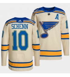 Men St Louis Blues 10 Brayden Schenn Cream 2022 Winter Classic Stitched jersey Men St Louis Blues 10 Brayden Schenn Cream 2022 Winter Classic Stitched jersey