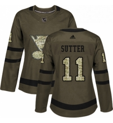 Womens Adidas St Louis Blues 11 Brian Sutter Authentic Green Salute to Service NHL Jersey Womens Adidas St Louis Blues 11 Brian Sutter Authentic Green Salute to Service NHL Jersey