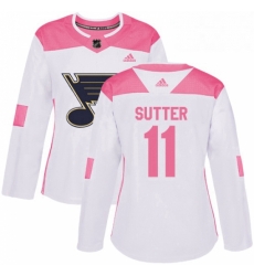 Womens Adidas St Louis Blues 11 Brian Sutter Authentic WhitePink Fashion NHL Jersey Womens Adidas St Louis Blues 11 Brian Sutter Authentic WhitePink Fashion NHL Jersey