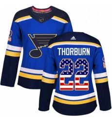 Womens Adidas St Louis Blues 22 Chris Thorburn Authentic Blue USA Flag Fashion NHL Jersey Womens Adidas St Louis Blues 22 Chris Thorburn Authentic Blue USA Flag Fashion NHL Jersey