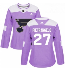 Womens Adidas St Louis Blues 27 Alex Pietrangelo Authentic Purple Fights Cancer Practice NHL Jersey Womens Adidas St Louis Blues 27 Alex Pietrangelo Authentic Purple Fights Cancer Practice NHL Jersey