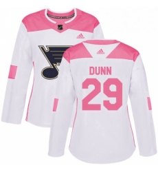 Womens Adidas St Louis Blues 29 Vince Dunn Authentic WhitePink Fashion NHL Jersey Womens Adidas St Louis Blues 29 Vince Dunn Authentic WhitePink Fashion NHL Jersey