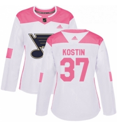Womens Adidas St Louis Blues 37 Klim Kostin Authentic WhitePink Fashion NHL Jersey Womens Adidas St Louis Blues 37 Klim Kostin Authentic WhitePink Fashion NHL Jersey