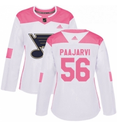 Womens Adidas St Louis Blues 56 Magnus Paajarvi Authentic WhitePink Fashion NHL Jersey Womens Adidas St Louis Blues 56 Magnus Paajarvi Authentic WhitePink Fashion NHL Jersey