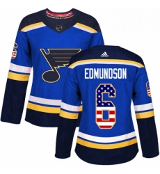 Womens Adidas St Louis Blues 6 Joel Edmundson Authentic Blue USA Flag Fashion NHL Jersey Womens Adidas St Louis Blues 6 Joel Edmundson Authentic Blue USA Flag Fashion NHL Jersey