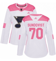 Womens Adidas St Louis Blues 70 Oskar Sundqvist Authentic WhitePink Fashion NHL Jersey Womens Adidas St Louis Blues 70 Oskar Sundqvist Authentic WhitePink Fashion NHL Jersey