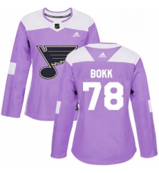 Womens Adidas St Louis Blues 78 Dominik Bokk Authentic Purple Fights Cancer Practice NHL Jersey Womens Adidas St Louis Blues 78 Dominik Bokk Authentic Purple Fights Cancer Practice NHL Jersey