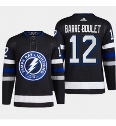Men Tampa Bay Lightning 12 Alex Barre Boulet Black Alternate Premier Breakaway Stitched Jersey Men Tampa Bay Lightning 12 Alex Barre Boulet Black Alternate Premier Breakaway Stitched Jersey