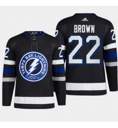 Men Tampa Bay Lightning 22 Logan Brown Black Alternate Premier Breakaway Stitched Jersey Men Tampa Bay Lightning 22 Logan Brown Black Alternate Premier Breakaway Stitched Jersey