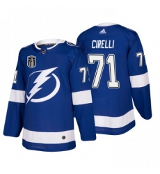 Men Tampa Bay Lightning 71 Anthony Cirelli 2022 Blue Stanley Cup Final Patch Stitched Jersey Men Tampa Bay Lightning 71 Anthony Cirelli 2022 Blue Stanley Cup Final Patch Stitched Jersey