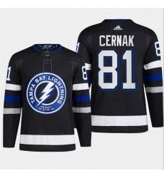 Men Tampa Bay Lightning 81 Erik Cernak Black Alternate Premier Breakaway Stitched Jersey Men Tampa Bay Lightning 81 Erik Cernak Black Alternate Premier Breakaway Stitched Jersey