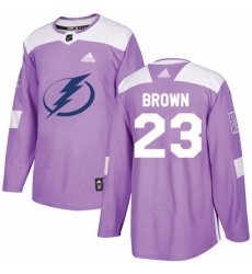 Mens Adidas Tampa Bay Lightning 23 JT Brown Authentic Purple Fights Cancer Practice NHL Jersey Mens Adidas Tampa Bay Lightning 23 JT Brown Authentic Purple Fights Cancer Practice NHL Jersey