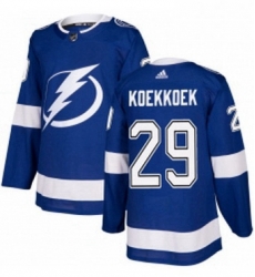 Mens Adidas Tampa Bay Lightning 29 Slater Koekkoek Premier Royal Blue Home NHL Jersey Mens Adidas Tampa Bay Lightning 29 Slater Koekkoek Premier Royal Blue Home NHL Jersey