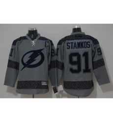 NHL Tampa Bay Lightning #91 Steven Stamkos Charcoal Cross Check Fashion jerseys NHL Tampa Bay Lightning #91 Steven Stamkos Charcoal Cross Check Fashion jerseys