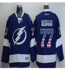 Tampa Bay Lightning #77 Victor Hedman Blue USA Flag Fashion Stitched NHL Jersey Tampa Bay Lightning #77 Victor Hedman Blue USA Flag Fashion Stitched NHL Jersey