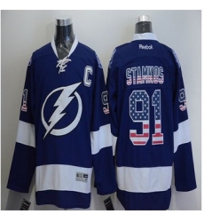 Tampa Bay Lightning #91 Steven Stamkos Blue USA Flag Fashion Stitched NHL Jersey Tampa Bay Lightning #91 Steven Stamkos Blue USA Flag Fashion Stitched NHL Jersey