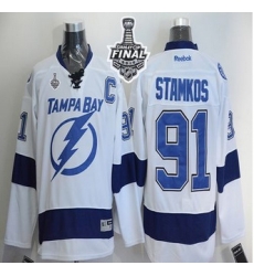 Tampa Bay Lightning #91 Steven Stamkos White New Road 2015 Stanley Cup Stitched NHL Jersey Tampa Bay Lightning #91 Steven Stamkos White New Road 2015 Stanley Cup Stitched NHL Jersey