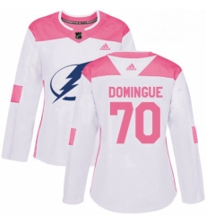 Womens Adidas Tampa Bay Lightning 70 Louis Domingue Authentic White Pink Fashion NHL Jerse Womens Adidas Tampa Bay Lightning 70 Louis Domingue Authentic White Pink Fashion NHL Jerse