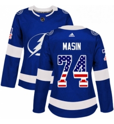Womens Adidas Tampa Bay Lightning 74 Dominik Masin Authentic Blue USA Flag Fashion NHL Jersey Womens Adidas Tampa Bay Lightning 74 Dominik Masin Authentic Blue USA Flag Fashion NHL Jersey