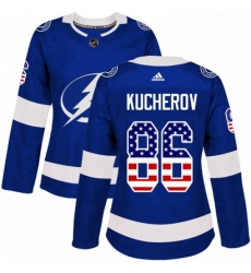 Womens Adidas Tampa Bay Lightning 86 Nikita Kucherov Authentic Blue USA Flag Fashion NHL Jersey Womens Adidas Tampa Bay Lightning 86 Nikita Kucherov Authentic Blue USA Flag Fashion NHL Jersey