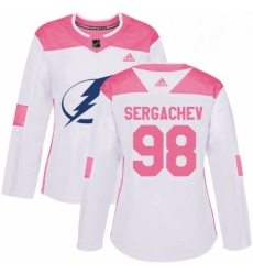 Womens Adidas Tampa Bay Lightning 98 Mikhail Sergachev Authentic WhitePink Fashion NHL Jersey Womens Adidas Tampa Bay Lightning 98 Mikhail Sergachev Authentic WhitePink Fashion NHL Jersey