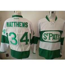 Maple Leafs #34 Auston Matthews White Green St. Patrick's Day Stitched NHL Jersey Maple Leafs #34 Auston Matthews White Green St. Patrick's Day Stitched NHL Jersey