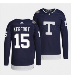 Men Toronto Maple Leafs 15 Alexander Kerfoot 2022 Heritage Classic Navy Stitched jersey Men Toronto Maple Leafs 15 Alexander Kerfoot 2022 Heritage Classic Navy Stitched jersey