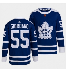 Men Toronto Maple Leafs Black 55 Mark Giordano Blue 2022 Reverse Retro Stitched Jersey Men Toronto Maple Leafs Black 55 Mark Giordano Blue 2022 Reverse Retro Stitched Jersey