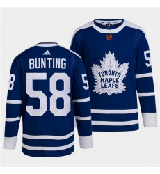 Men Toronto Maple Leafs Black 58 Michael Bunting Blue 2022 Reverse Retro Stitched Jersey Men Toronto Maple Leafs Black 58 Michael Bunting Blue 2022 Reverse Retro Stitched Jersey