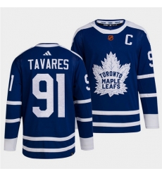 Men Toronto Maple Leafs Black 91 John Tavares Blue 2022 Reverse Retro Stitched Jersey Men Toronto Maple Leafs Black 91 John Tavares Blue 2022 Reverse Retro Stitched Jersey