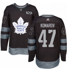Mens Adidas Toronto Maple Leafs 47 Leo Komarov Authentic Black 1917 2017 100th Anniversary NHL Jersey 
