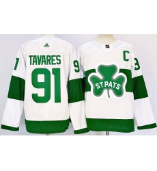 Men's Toronto Maple Leafs #91 John Tavares White St Patricks Authentic Jersey Men's Toronto Maple Leafs #91 John Tavares White St Patricks Authentic Jersey