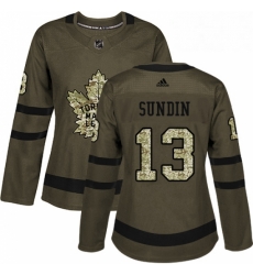 Womens Adidas Toronto Maple Leafs 13 Mats Sundin Authentic Green Salute to Service NHL Jersey Womens Adidas Toronto Maple Leafs 13 Mats Sundin Authentic Green Salute to Service NHL Jersey