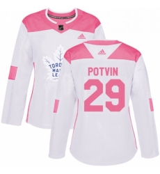 Womens Adidas Toronto Maple Leafs 29 Felix Potvin Authentic WhitePink Fashion NHL Jersey Womens Adidas Toronto Maple Leafs 29 Felix Potvin Authentic WhitePink Fashion NHL Jersey