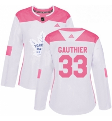 Womens Adidas Toronto Maple Leafs 33 Frederik Gauthier Authentic WhitePink Fashion NHL Jersey Womens Adidas Toronto Maple Leafs 33 Frederik Gauthier Authentic WhitePink Fashion NHL Jersey