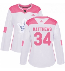 Womens Adidas Toronto Maple Leafs 34 Auston Matthews Authentic WhitePink Fashion NHL Jersey Womens Adidas Toronto Maple Leafs 34 Auston Matthews Authentic WhitePink Fashion NHL Jersey