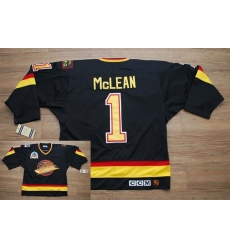 Canucks #1 Kirk Mclean Stitched Black CCM Throwback Vintage NHL Jersey Canucks #1 Kirk Mclean Stitched Black CCM Throwback Vintage NHL Jersey