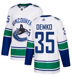 Canucks 35 Thatcher Demko White Road Authentic Stitched Hockey Jersey Canucks 35 Thatcher Demko White Road Authentic Stitched Hockey Jersey