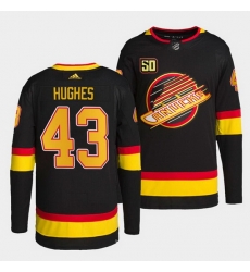 Men Vancouver Canucks 43 Quinn Hughes 50th Anniversary Black Stitched jersey Men Vancouver Canucks 43 Quinn Hughes 50th Anniversary Black Stitched jersey