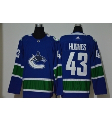 Men Vancouver Canucks 43 Quinn Hughes Blue Adidas Jersey Men Vancouver Canucks 43 Quinn Hughes Blue Adidas Jersey