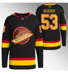 Men Vancouver Canucks 53 Teddy Blueger Black Retro Stitched Jersey Men Vancouver Canucks 53 Teddy Blueger Black Retro Stitched Jersey