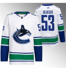 Men Vancouver Canucks 53 Teddy Blueger White Retro Stitched Jersey Men Vancouver Canucks 53 Teddy Blueger White Retro Stitched Jersey