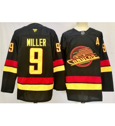 Men Vancouver Canucks 9 J T Miller Black 2024 25 With A Patch Alternate Stitched Hockey Jersey Men Vancouver Canucks 9 J T Miller Black 2024 25 With A Patch Alternate Stitched Hockey Jersey